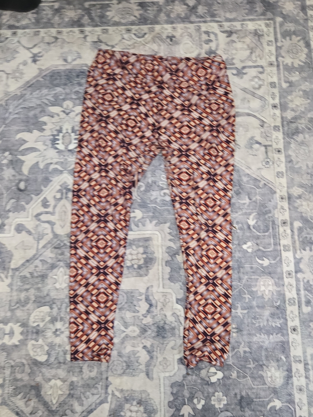 LuLaRoe Orange And Purple Geometric Print Leggings